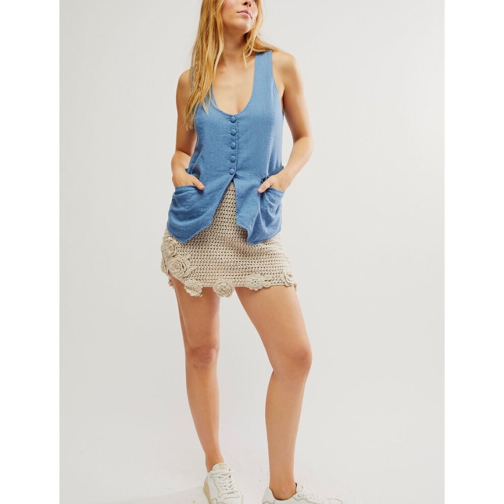 FREE PEOPLE Flora Crochet Mini Skirt / Natural - Picture 5 of 10